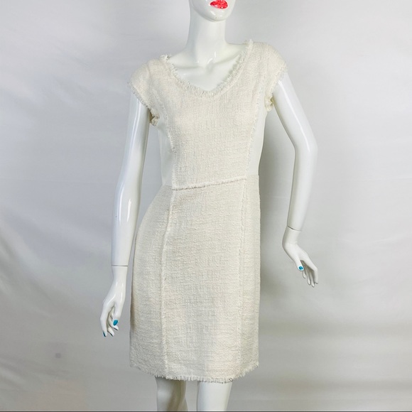 Rebecca Taylor Dresses & Skirts - Rebecca Taylor Cream Tweed & Leather Midi-dress 4